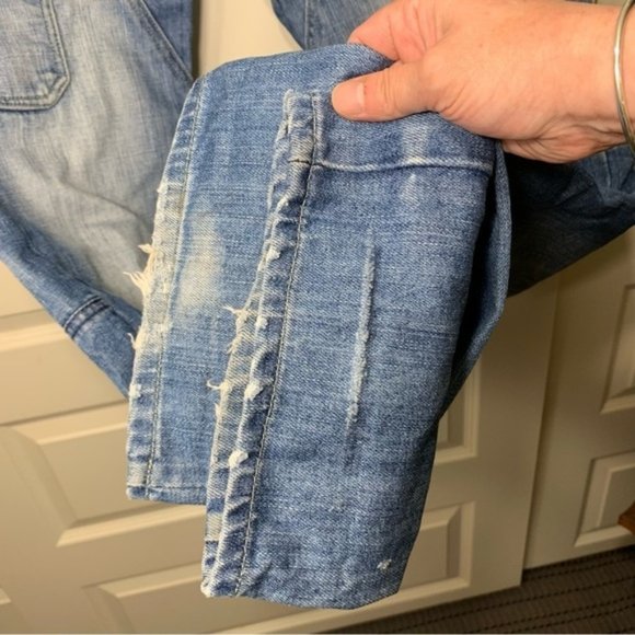 Jack Jones 1975 Men Jeans Sz 34 Blue Distressed Button Fly Street - Picture 10 of 15